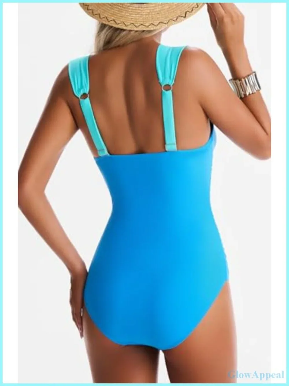 Tummy Control One Piece Swimsuit Full Coverage Wide Straps Square Neck Retro